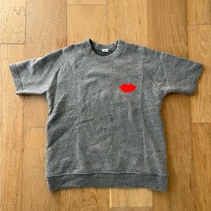 Clare V Vivier Short Sleeve Sweatshirt Lips Top Medium